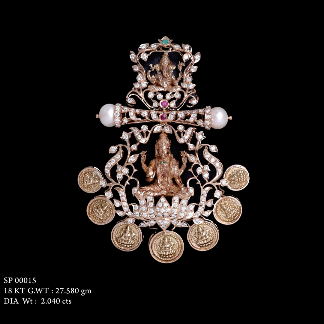 Kimtee Jewellers - God Laxmi & Ganesh Kasu Pendant